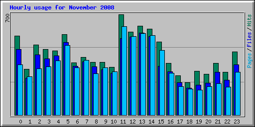 Hourly usage for November 2008