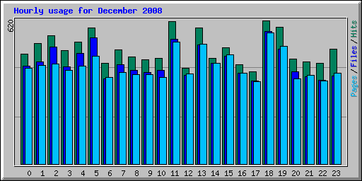 Hourly usage for December 2008