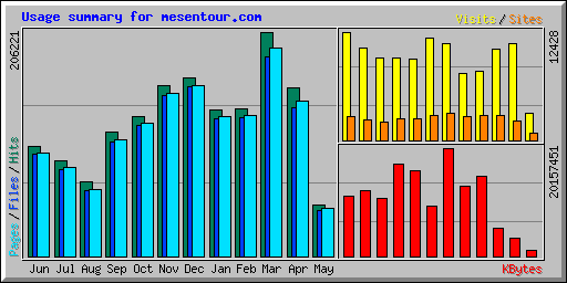 Usage summary for mesentour.com